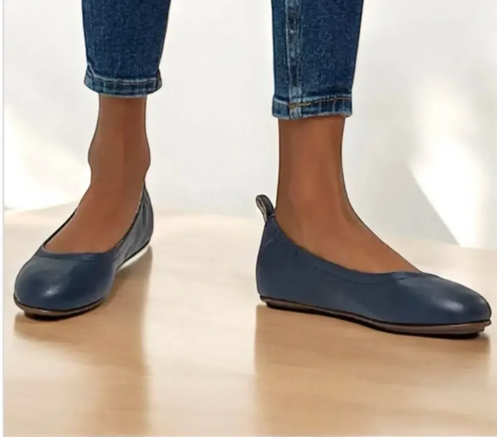 FitFlop Allegro Leather Ballet Flats Navy Blue 7.5